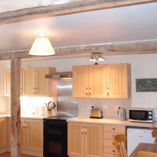 Kitchen inside the cottage at Heath Farm in Craven Arms Shropshire